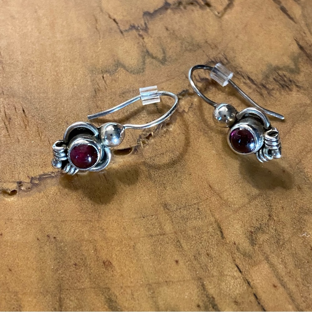 Sterling Silver and Garnet Earrings